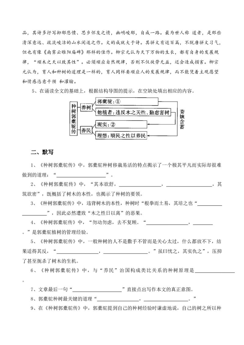 第11课《种树郭驼传》-教考融合2022-2023学年高二下学期语文同步练习（统编版选修下册）原卷版_E015高中全科试卷_语文试题_选修下_5.新版高中语文试卷选择性必修下册