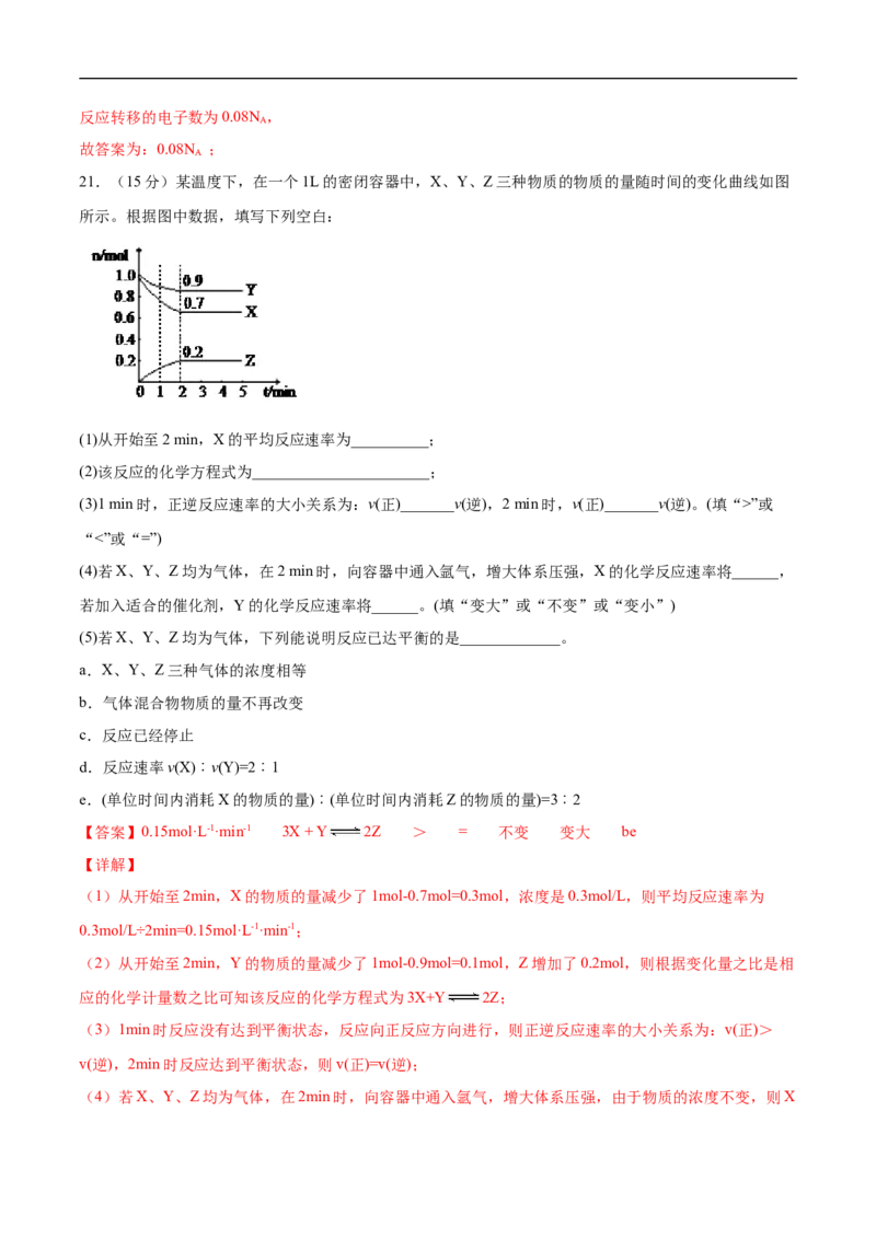 新教材精创第六章章末测试（2）（解析版）_E015高中全科试卷_化学试题_必修2_2.新版人教版高中化学试卷必修二_2.同步练习_4.同步练习（第四套）