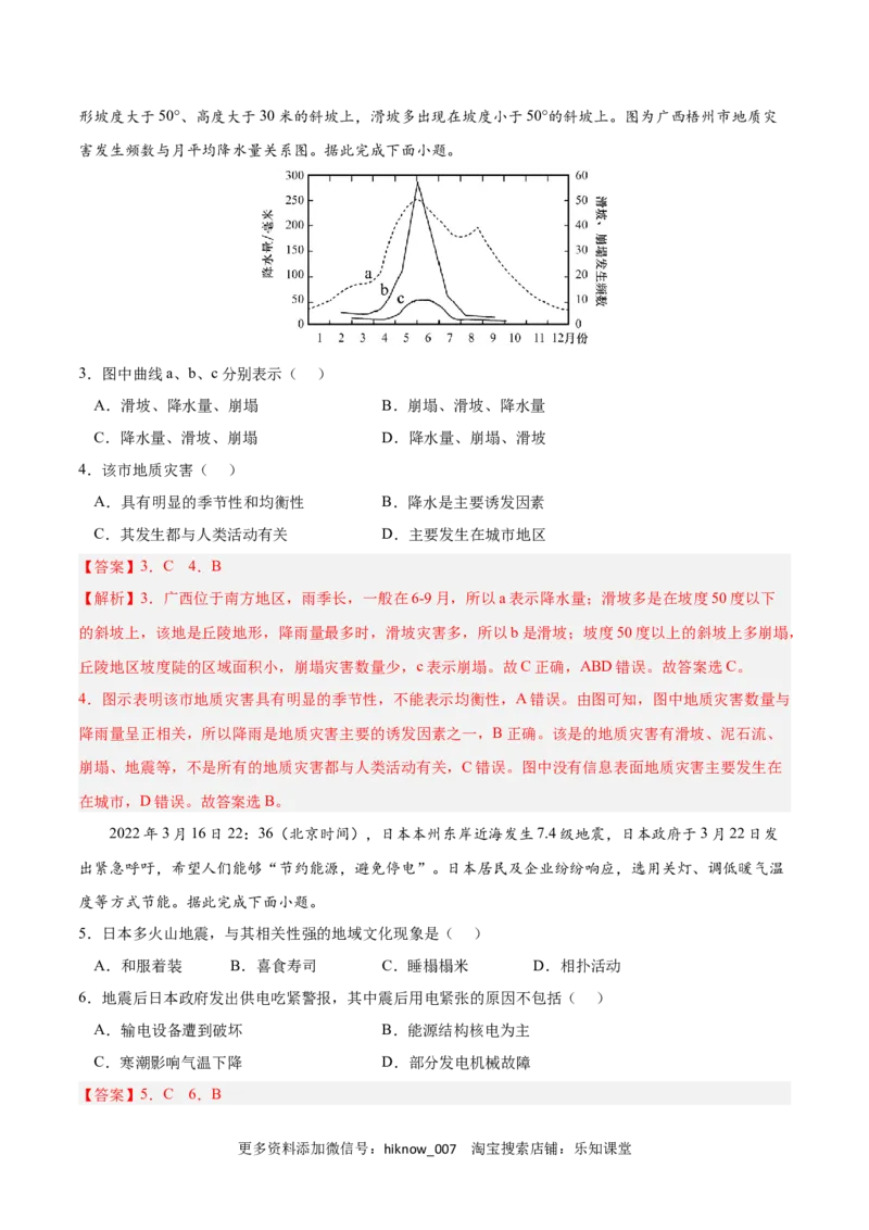 第六章自然灾害（A卷&bull;单元考点）-2022-2023学年高一地理上学期同步单元卷（人教版2019必修第一册）（解析版）_E015高中全科试卷_地理试题_必修1_1.单元测试