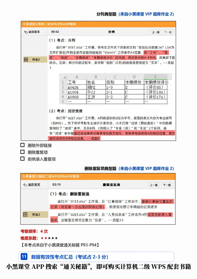 02WPS表格常规考点自查清单_计算机二级WPS资料_0526年3月二级wps自查清单+框架+300题_26年3月计算机二级WPS自查清单