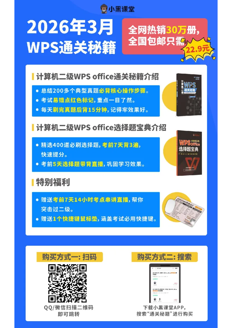 计算机二级WPSOffice精选300题_计算机二级WPS资料_0526年3月二级wps自查清单+框架+300题