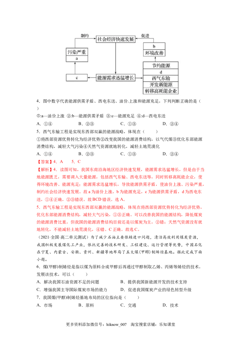 第二章资源安全与国家安全（A卷&bull;夯实基础）高二地理同步单元AB卷（人教版2019选择性必修3）（解析版）_E015高中全科试卷_地理试题_选修3_1.单元测试_单元测试（第三套）