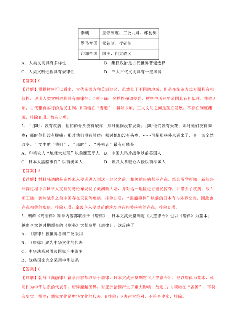 第5课南亚、东亚与美洲的文化（解析版）_E015高中全科试卷_历史试题_选修3_人教版历史选修三同步练习（030份）_同步练习（第一套）