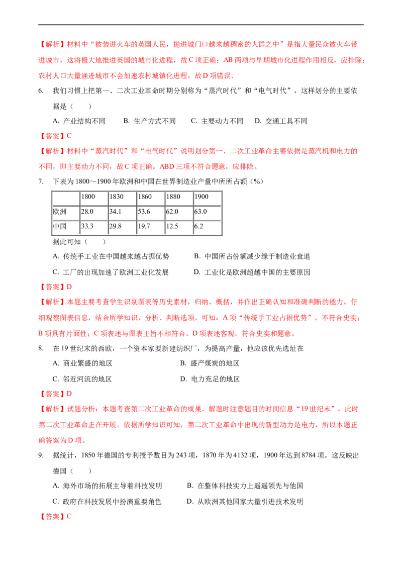 第五单元综合测试卷（解析版）_E015高中全科试卷_历史试题_必修下_1.单元测试_第五单元综合测试卷
