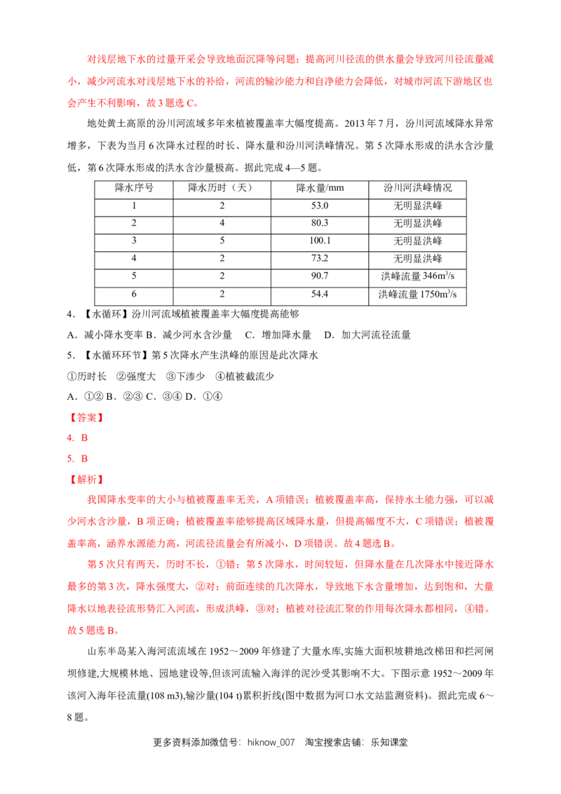 新教材精创3.1水循环练习（1）（解析版）_E015高中全科试卷_地理试题_必修1_2.同步练习_同步练习（第二套）_3.1水循环练习（1）-人教版高中地理必修第一册