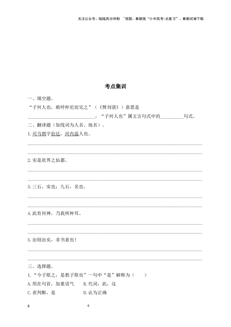 13+判断句-备战2025年中考语文文言文词法与句式考点精讲与集训_02中考总复习（2026版更新中）_01-语文-中考总复习_2025年中考资料_中考文言文专项