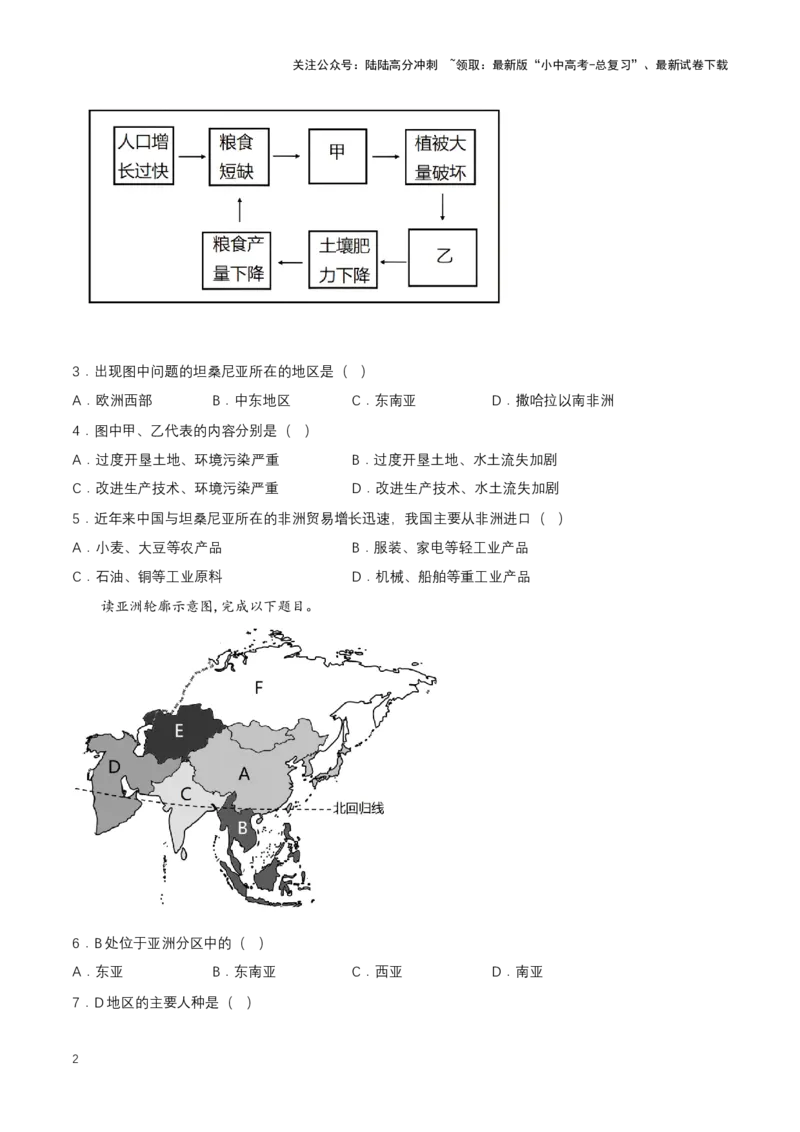 2024年中考地理专题09东半球的地区和国家强化训练（含解析）_02中考总复习（2026版更新中）_09-地理-中考总复习_2024年中考复习资料_二轮复习_2024年中考地理二轮专题强化训练（含解析）
