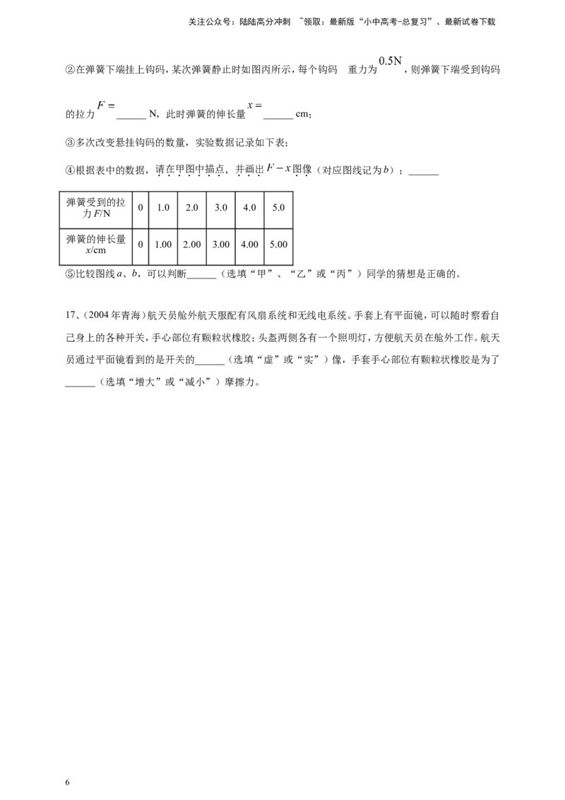 2024年中考物理分类汇编---力_02中考总复习（2026版更新中）_04-物理-中考总复习_2025年中考复习资料_备考20252024年中考物理真题分类汇编（原卷版+解析版）_7、力