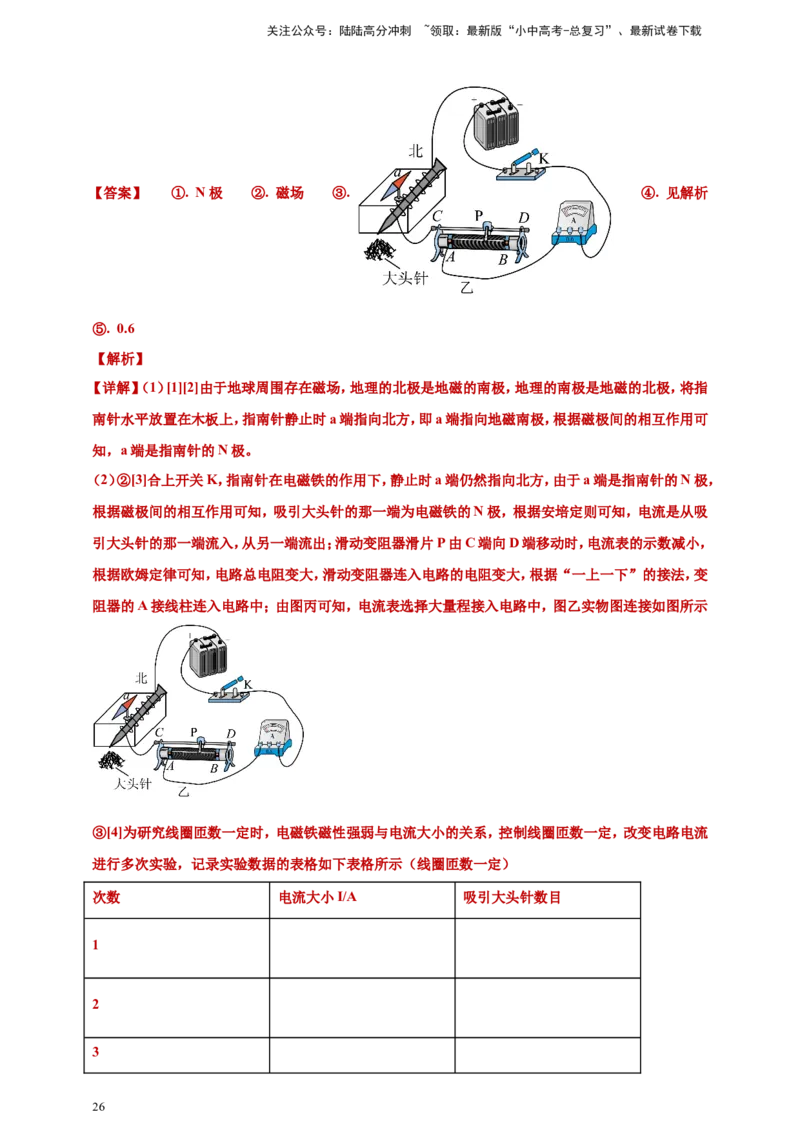 2024年中考物理分类汇编---电动机与发电机答案（含解析）_02中考总复习（2026版更新中）_04-物理-中考总复习_2025年中考复习资料_备考20252024年中考物理真题分类汇编（原卷版+解析版）