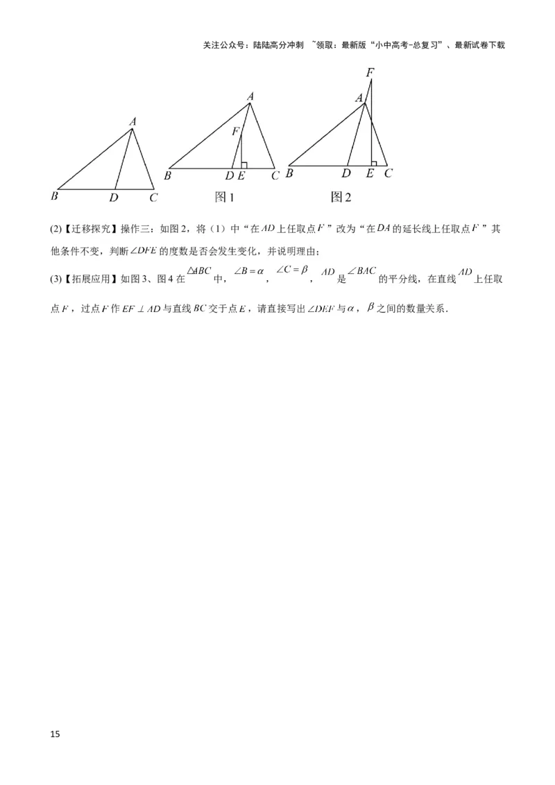 2025年中考数学几何模型综合训练（通用版）专题04三角形中的倒角模型之高分线模型、双（三）垂直模型解读与提分精练（学生版）_02中考总复习（2026版更新中）_02-数学-中考总复习