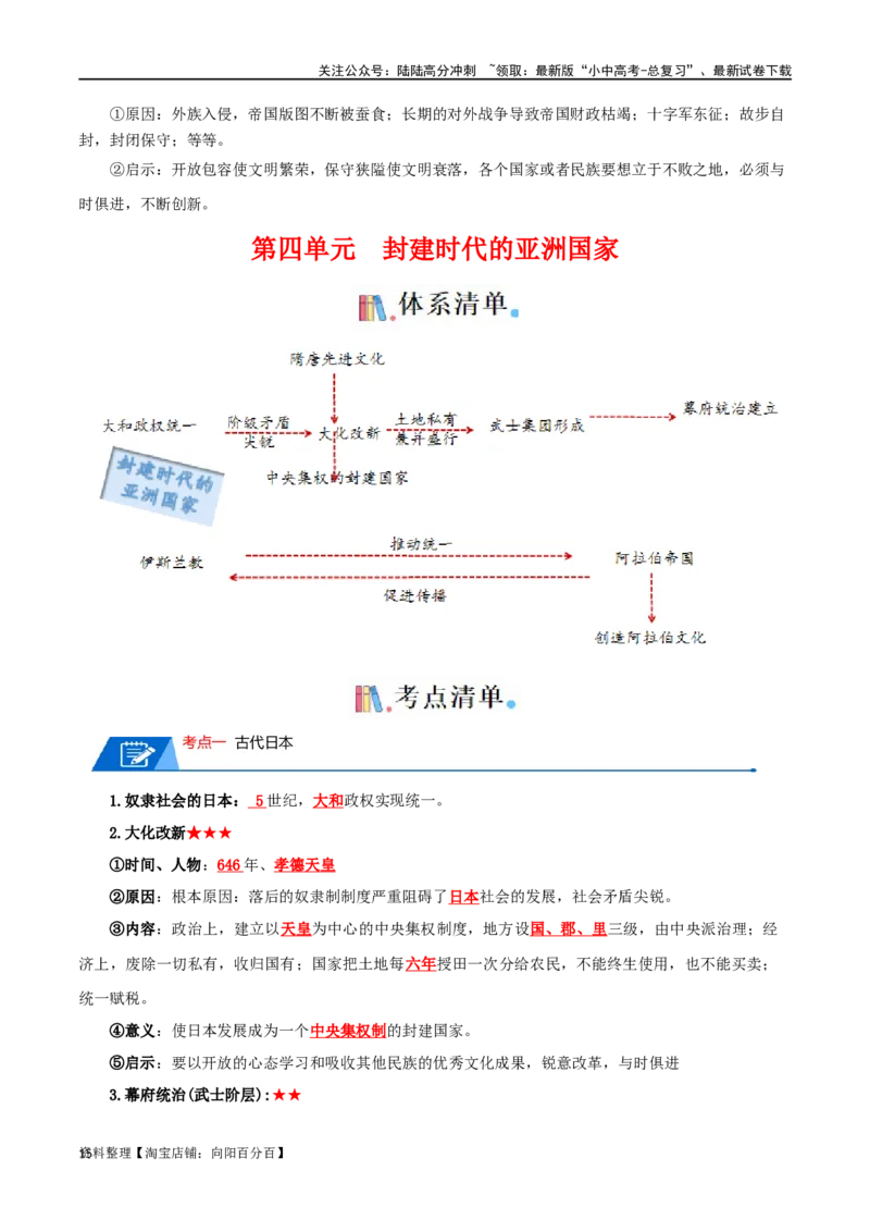 05九上历史知识清单-口袋书2024年中考历史一轮复习知识清单_02中考总复习（2026版更新中）_06-历史-中考总复习_2024年中考复习资料_一轮复习