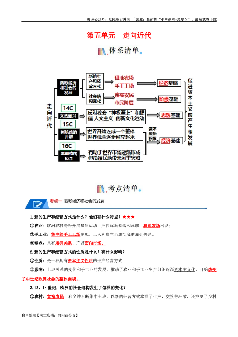 05九上历史知识清单-口袋书2024年中考历史一轮复习知识清单_02中考总复习（2026版更新中）_06-历史-中考总复习_2024年中考复习资料_一轮复习