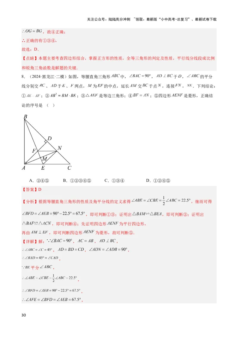 2025年中考数学几何模型综合训练（通用版）专题11三角形中的重要模型之等直内接等直模型与等直+高分模型解读与提分精练（教师版）_02中考总复习（2026版更新中）_02-数学-中考总复习