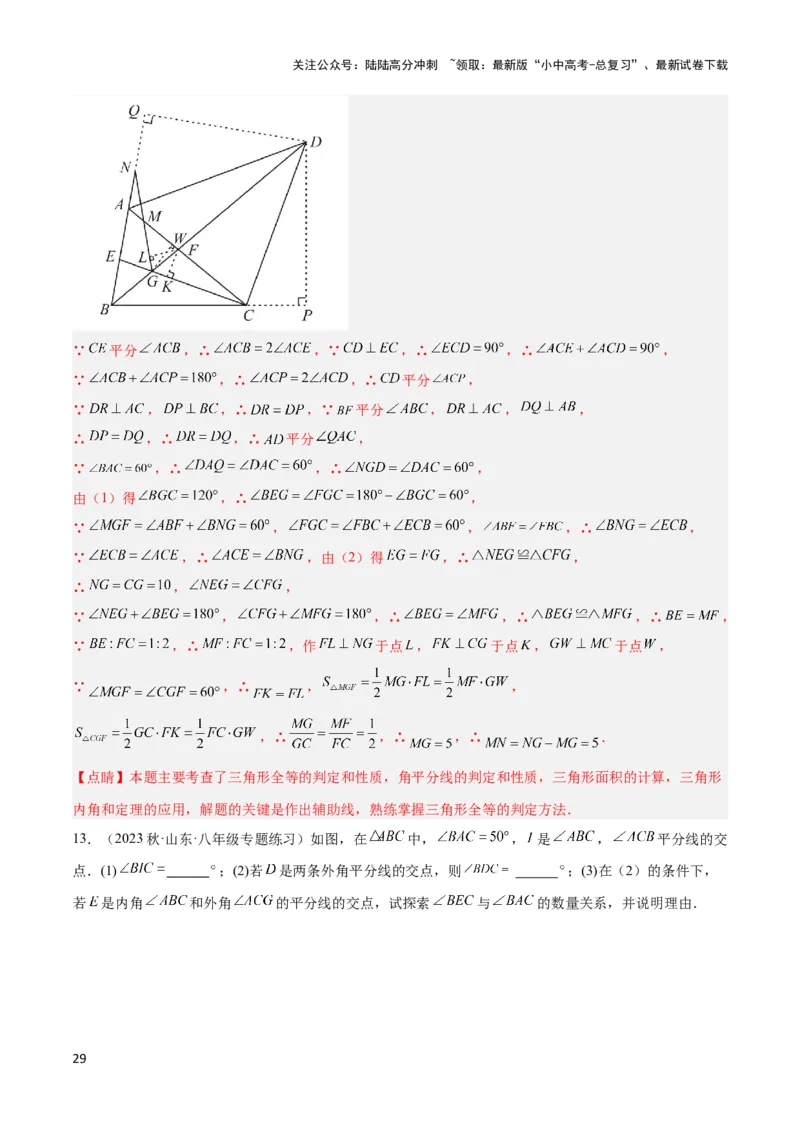 2025年中考数学几何模型综合训练（通用版）专题05三角形中的倒角模型之双角平分线（三角形）模型解读与提分精练（教师版）_02中考总复习（2026版更新中）_02-数学-中考总复习