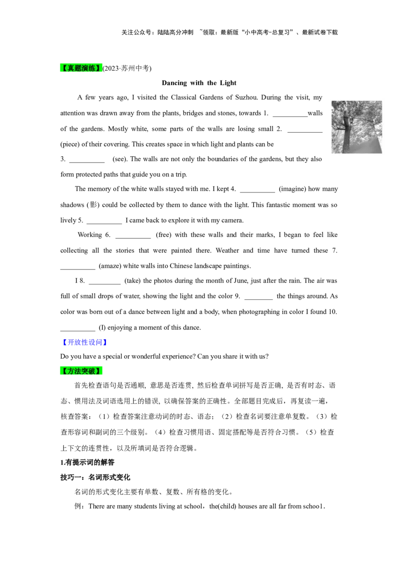 04.综合填空(原卷版)-2024年中考一轮复习英语语篇解读能力考查梳理与巩固_02中考总复习（2026版更新中）_03-英语-中考总复习_2024年中考复习资料_一轮复习
