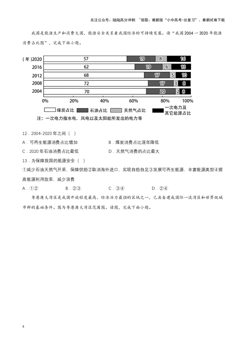 2024年中考地理专题14中国的自然资源强化训练（含解析）_02中考总复习（2026版更新中）_09-地理-中考总复习_2024年中考复习资料_二轮复习_2024年中考地理二轮专题强化训练（含解析）