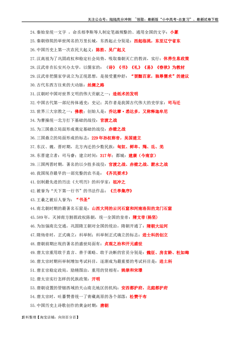 07初中6册教材问答式核心必背清单-口袋书2024年中考历史一轮复习知识清单_02中考总复习（2026版更新中）_06-历史-中考总复习_2024年中考复习资料_一轮复习