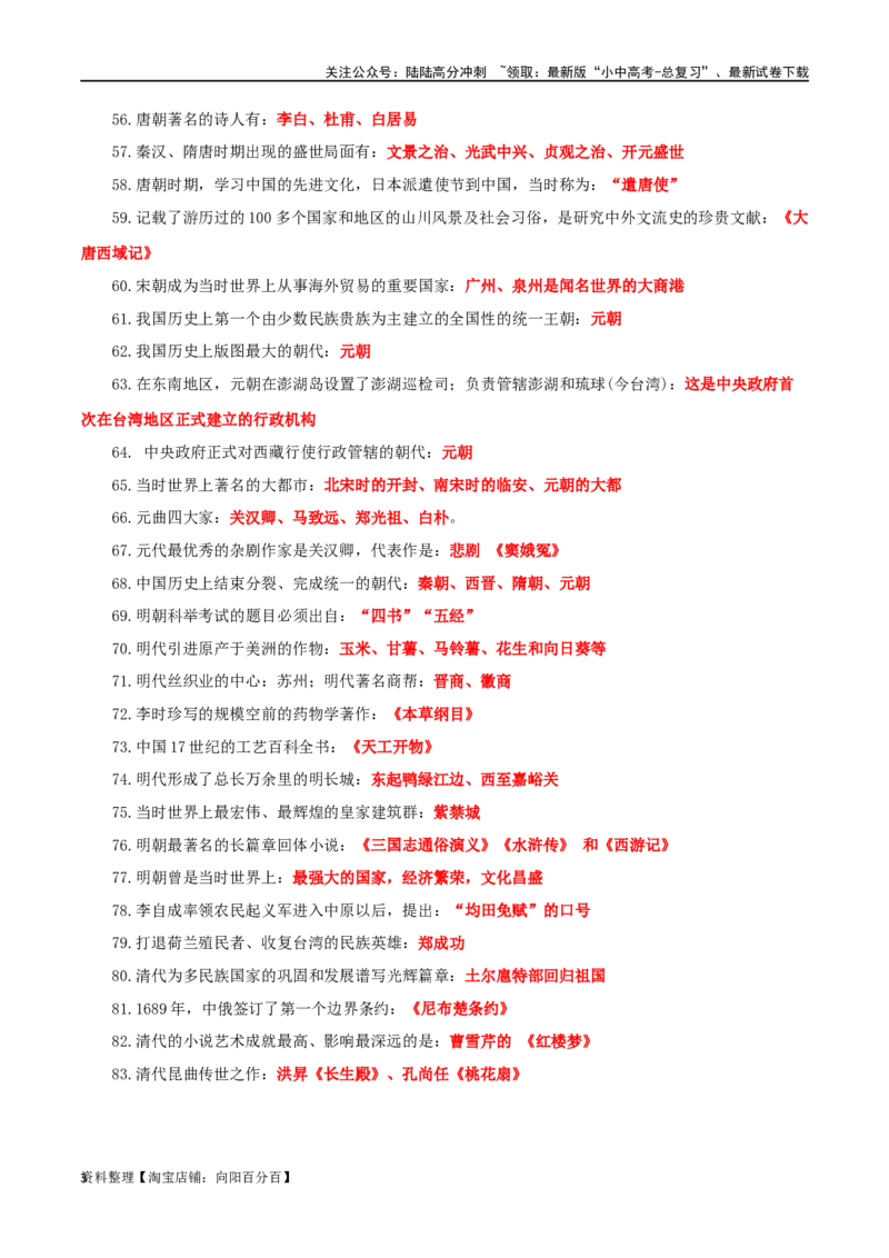07初中6册教材问答式核心必背清单-口袋书2024年中考历史一轮复习知识清单_02中考总复习（2026版更新中）_06-历史-中考总复习_2024年中考复习资料_一轮复习