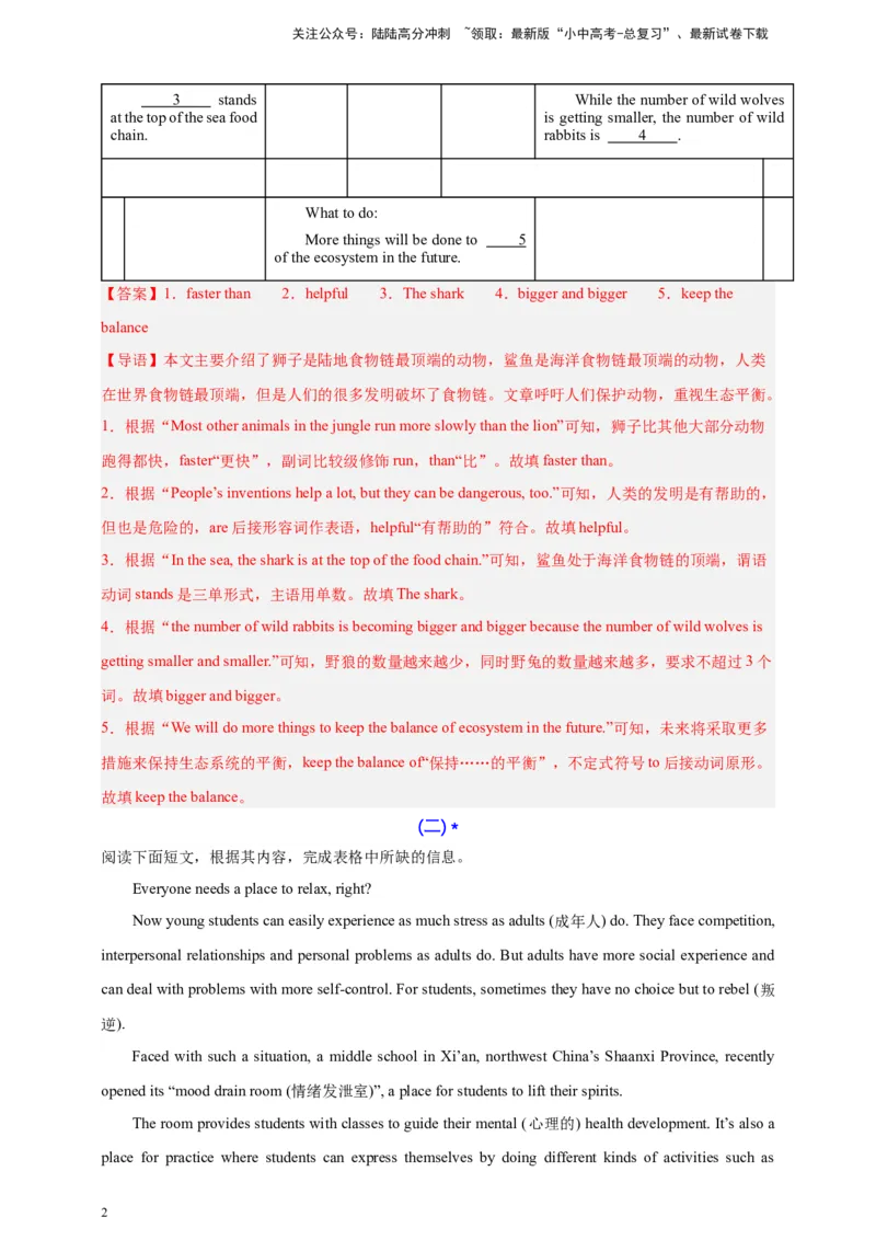 2024中考英语二轮复习题型模拟训练09任务型阅读：补全句子、补全短文、信息摘录和多任务混合（解析版）_02中考总复习（2026版更新中）_03-英语-中考总复习_2024年中考复习资料