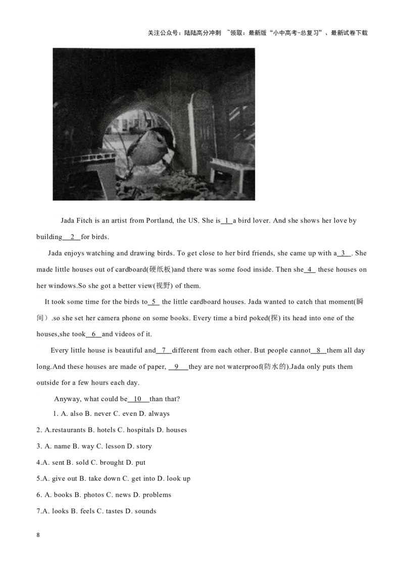 04双胞胎熊猫过五岁生日、大学毕业生回归农场、为鸟儿搭建美丽小屋（解析版）_02中考总复习（2026版更新中）_03-英语-中考总复习_2024年中考复习资料_专项复习资料_答案解析版