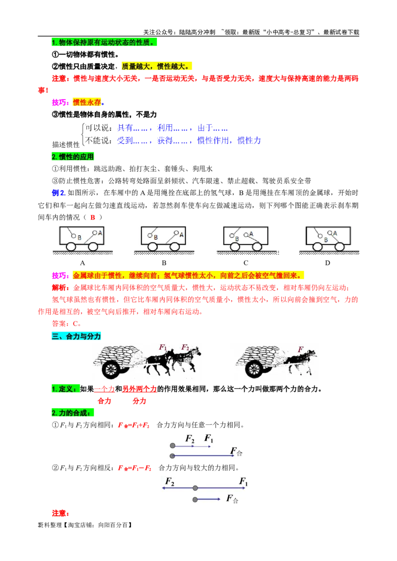 15.&ldquo;力与运动&rdquo;-2024年中考物理重难点突破及题类归类总复习_02中考总复习（2026版更新中）_04-物理-中考总复习_2024年中考复习资料_专项复习资料_2024年中考物理复习辅导系列