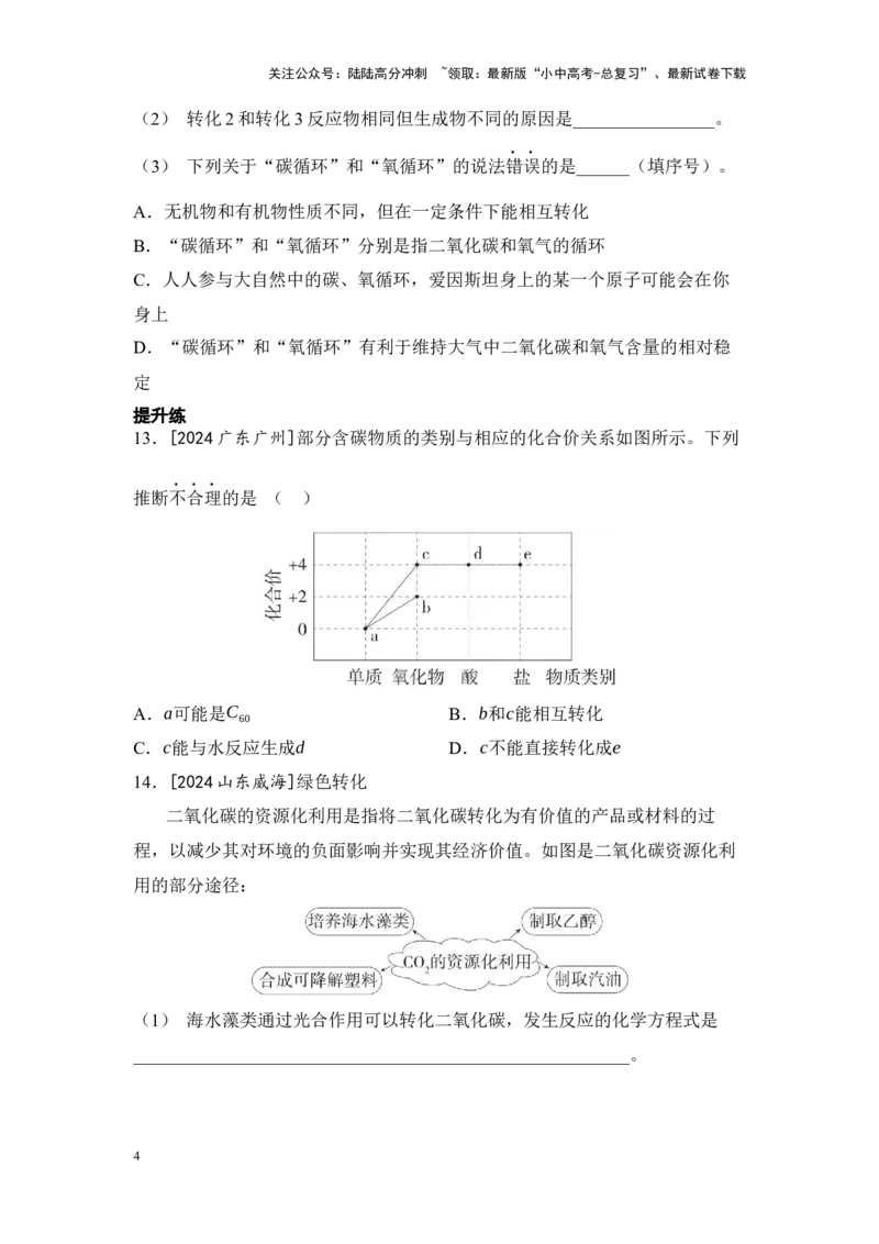 2025年中考化学一轮复习专题三碳和碳的氧化物练习（含解析）_02中考总复习（2026版更新中）_05-化学-中考总复习_2025年中考复习资料_2025年中考化学一轮复习：专题练（含解析）