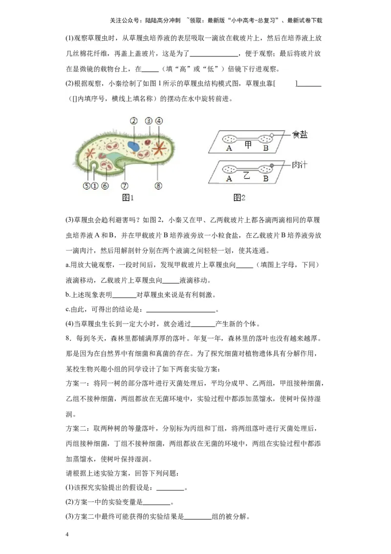 2024年中考生物专题复习：实验探究题（含答案）_02中考总复习（2026版更新中）_08-生物-中考总复习_2024年中考复习资料_二轮复习_备考2024中考生物二轮复习题型突破专练_757