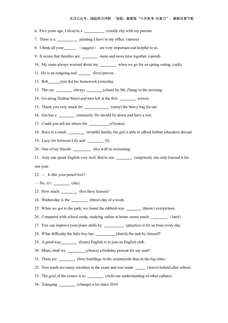 05.词汇与句子运用(解析版)-2024年中考一轮复习英语语篇解读能力考查梳理与巩固_02中考总复习（2026版更新中）_03-英语-中考总复习_2024年中考复习资料_一轮复习