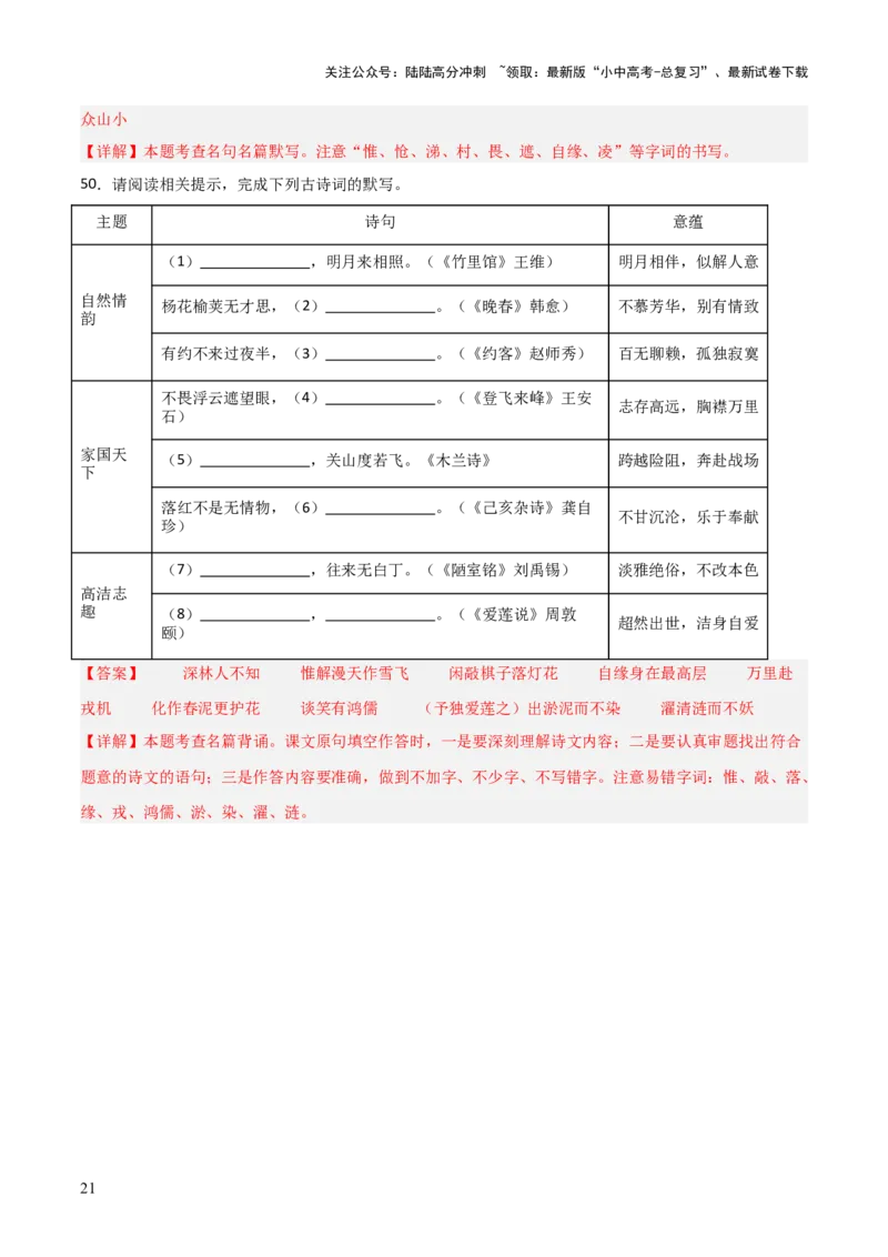 11+七年级下册1-3单元古诗文默写强化训练-2025年中考语文古诗文默写背诵与强化训练_02中考总复习（2026版更新中）_01-语文-中考总复习_2025年中考资料_中考文言文专项