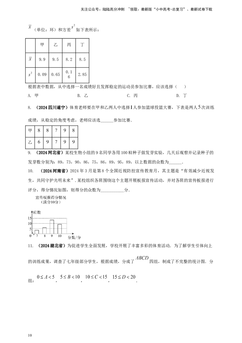 2025年中考数学一轮复习学案：7.1抽样与数据分析（学生版）_02中考总复习（2026版更新中）_02-数学-中考总复习_2025中考复习资料_2025年中考数学一轮复习学案（全国通用）