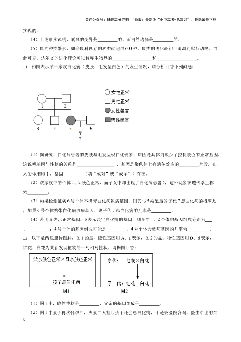 2024年中考生物读图理解专题复习：生命的延续与发展（含答案）_02中考总复习（2026版更新中）_08-生物-中考总复习_2024年中考复习资料_二轮复习