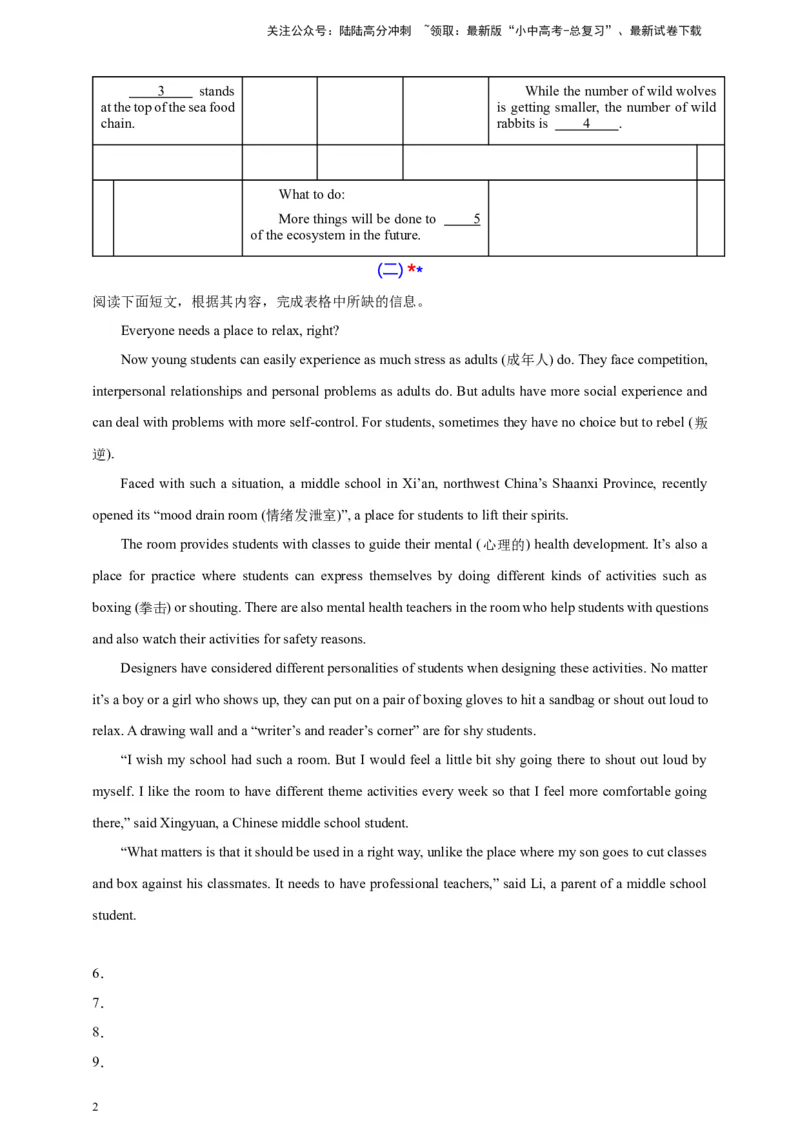 2024中考英语二轮复习题型模拟训练09任务型阅读：补全句子、补全短文、信息摘录和多任务混合（原卷版）_02中考总复习（2026版更新中）_03-英语-中考总复习_2024年中考复习资料