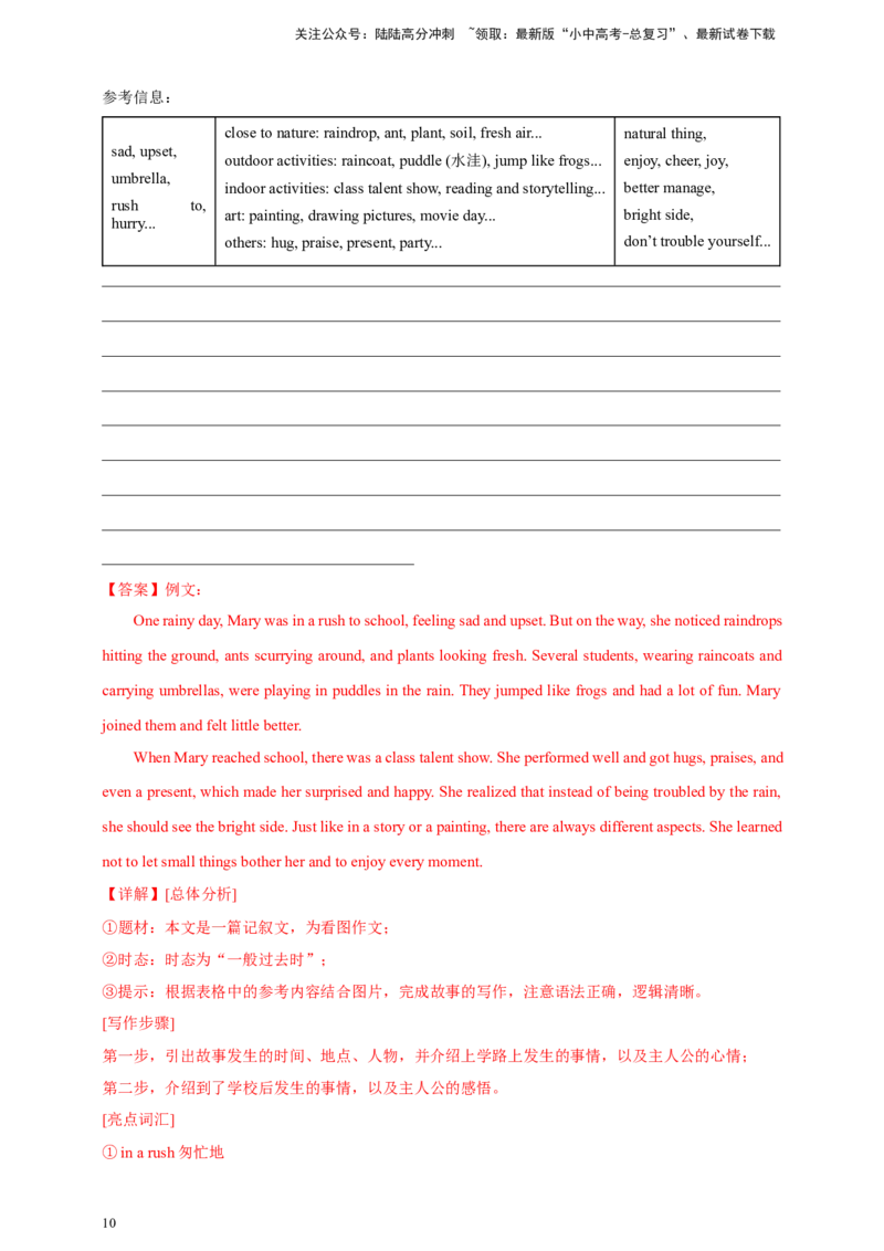 2024年中考英语真题满分作文精选专题07阅读、故事与哲理类（解析版）_02中考总复习（2026版更新中）_03-英语-中考总复习_2025中考复习资料