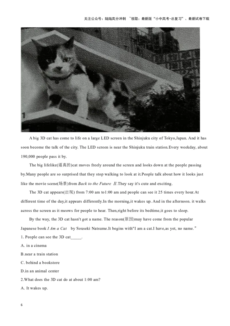 13六旬退休教师骑行逾10万千米、南京大楼进化、新宿街头3D猫（原卷版）_02中考总复习（2026版更新中）_03-英语-中考总复习_2024年中考复习资料_专项复习资料