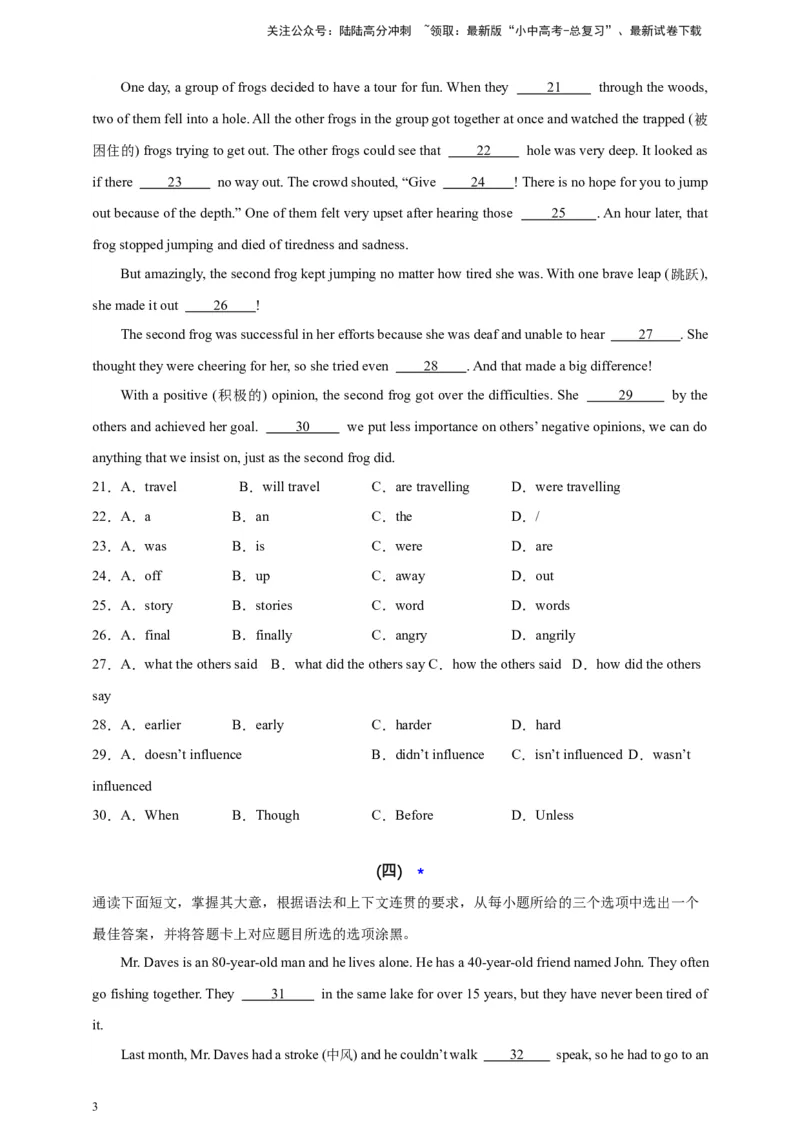 2024中考英语二轮复习题型模拟训练13语法选择（原卷版）_02中考总复习（2026版更新中）_03-英语-中考总复习_2024年中考复习资料_二轮复习