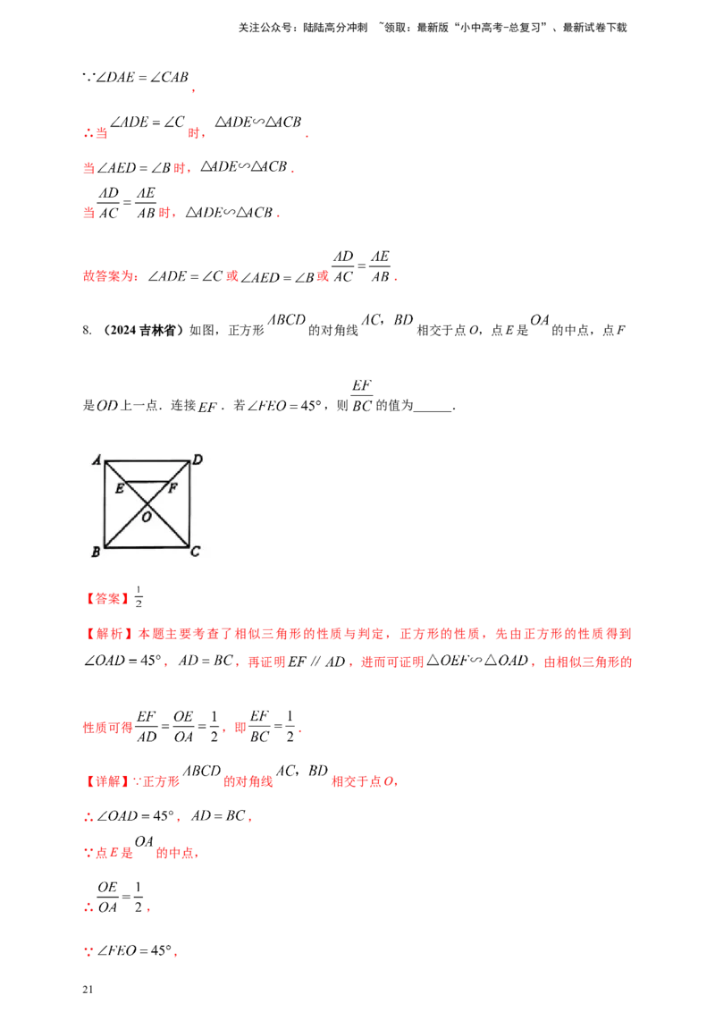 2025年中考数学一轮复习学案：6.3图形的相似（教师版）_02中考总复习（2026版更新中）_02-数学-中考总复习_2025中考复习资料_2025年中考数学一轮复习学案（全国通用）
