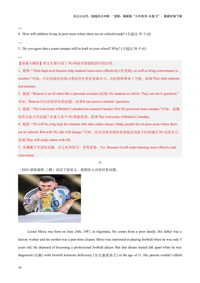 06.题型策略-阅读问答题(解析版)_02中考总复习（2026版更新中）_03-英语-中考总复习_2025中考复习资料_2025年中考英语一轮复习阅读理解精讲精练(通用版)