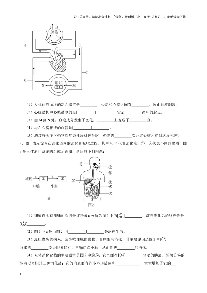 2024年中考生物专题复习：读图理解题（含答案）_02中考总复习（2026版更新中）_08-生物-中考总复习_2024年中考复习资料_二轮复习_备考2024中考生物二轮复习题型突破专练