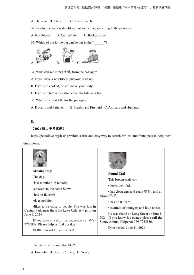 2024年中考英语真题分类汇编04阅读理解（图表类）（原卷版）_02中考总复习（2026版更新中）_03-英语-中考总复习_2025中考复习资料