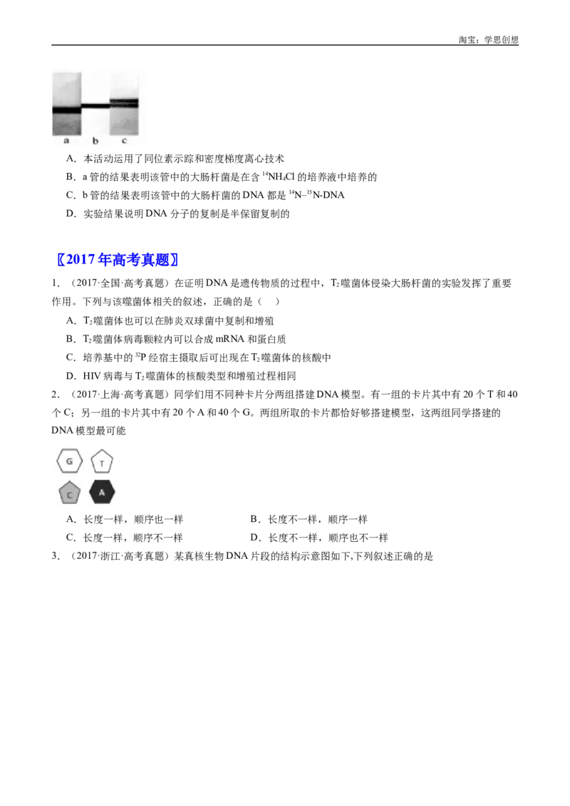 专题10遗传的分子基础好题汇编十年（2015-2024）高考生物真题分项汇编（全国通用）（原卷版）_生物真题汇总_十年（2014-2024）高考生物真题分项汇编（全国通用）