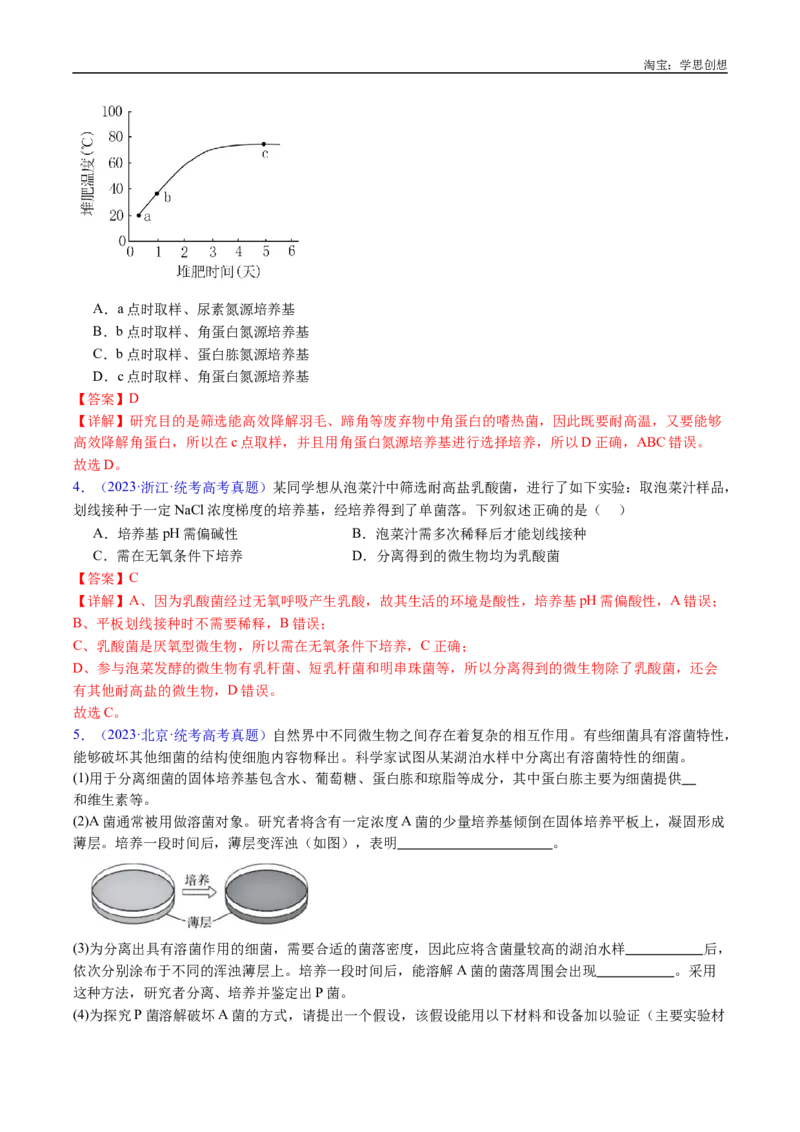 专题23发酵工程-好题汇编十年（2015-2024）高考生物真题分类汇编（全国通用）（解析版）_生物真题汇总_十年（2014-2024）高考生物真题分项汇编（全国通用）