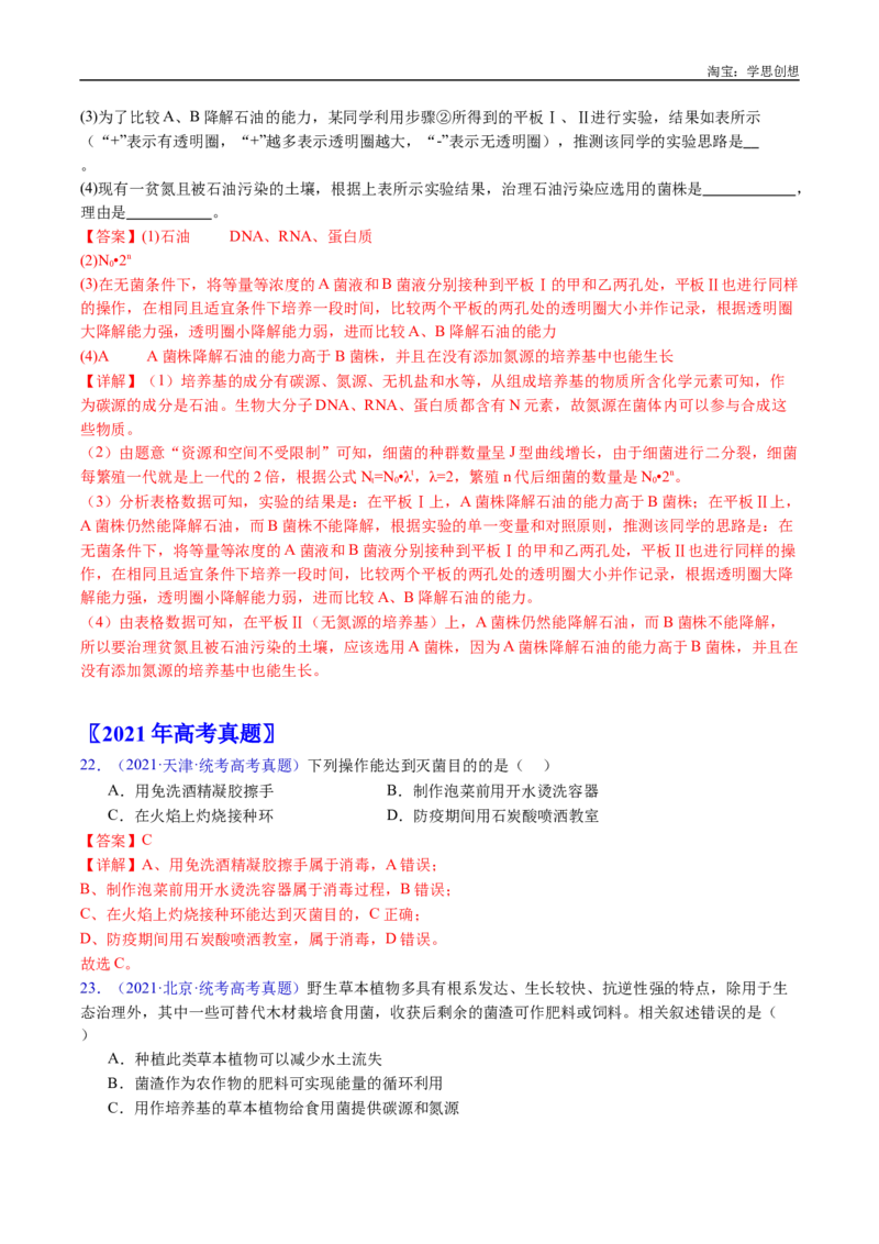 专题23发酵工程-好题汇编十年（2015-2024）高考生物真题分类汇编（全国通用）（解析版）_生物真题汇总_十年（2014-2024）高考生物真题分项汇编（全国通用）