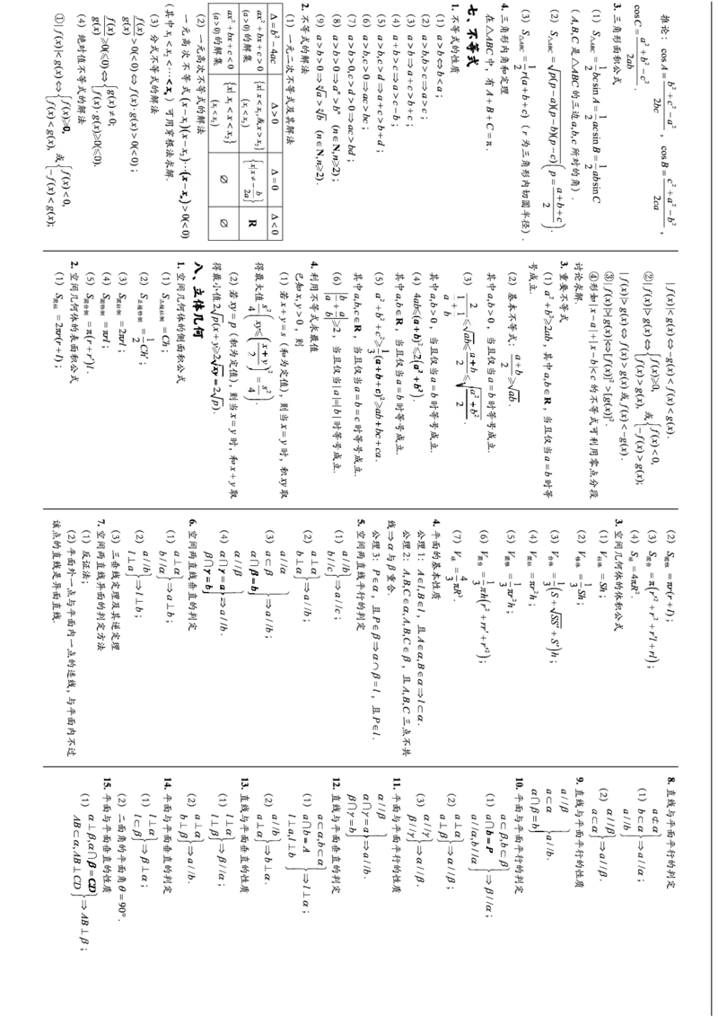 赠送：数学公式汇总手册_高中数学公式知识点默写填_G004-高中数学公式填空