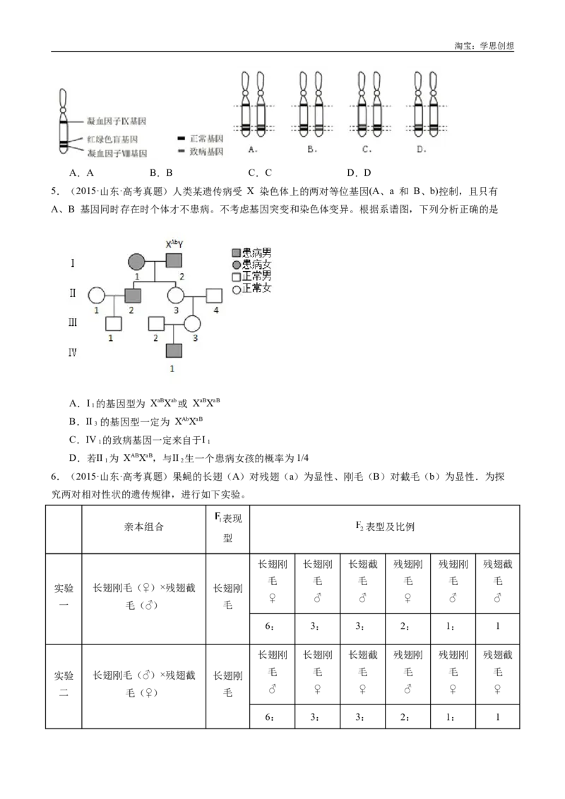 专题13伴性遗传和人类遗传病-好题汇编十年（2015-2024）高考生物真题分类汇编（全国通用）（原卷版）_生物真题汇总_十年（2014-2024）高考生物真题分项汇编（全国通用）