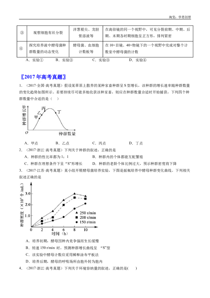 专题21种群和群落-好题汇编十年（2015-2024）高考生物真题分类汇编（全国通用）（原卷版）_生物真题汇总_十年（2014-2024）高考生物真题分项汇编（全国通用）
