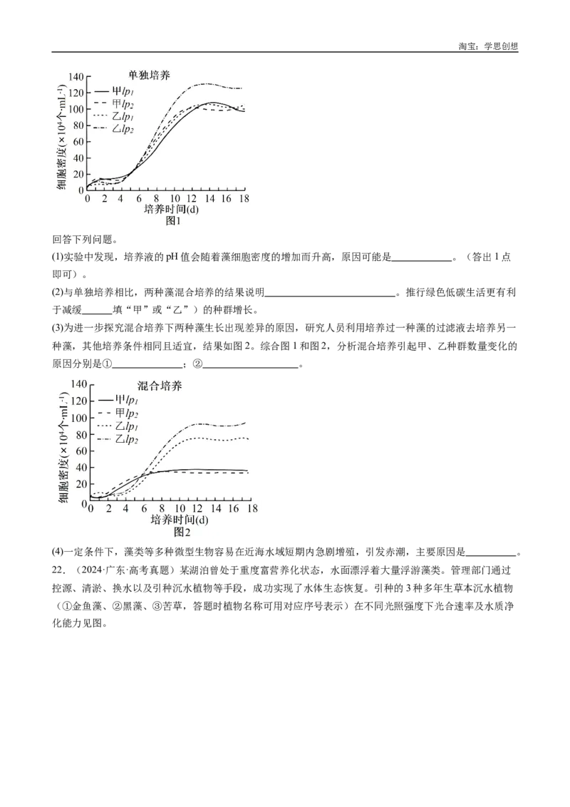 专题21种群和群落-好题汇编十年（2015-2024）高考生物真题分类汇编（全国通用）（原卷版）_生物真题汇总_十年（2014-2024）高考生物真题分项汇编（全国通用）
