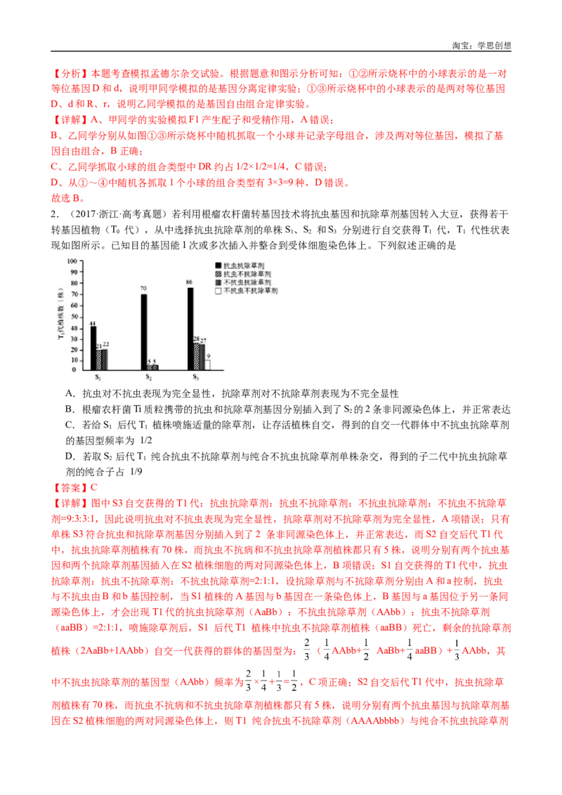 专题11基因的分离定律-好题汇编十年（2015-2024）高考生物真题分类汇编（全国通用）（解析版）_生物真题汇总_十年（2014-2024）高考生物真题分项汇编（全国通用）
