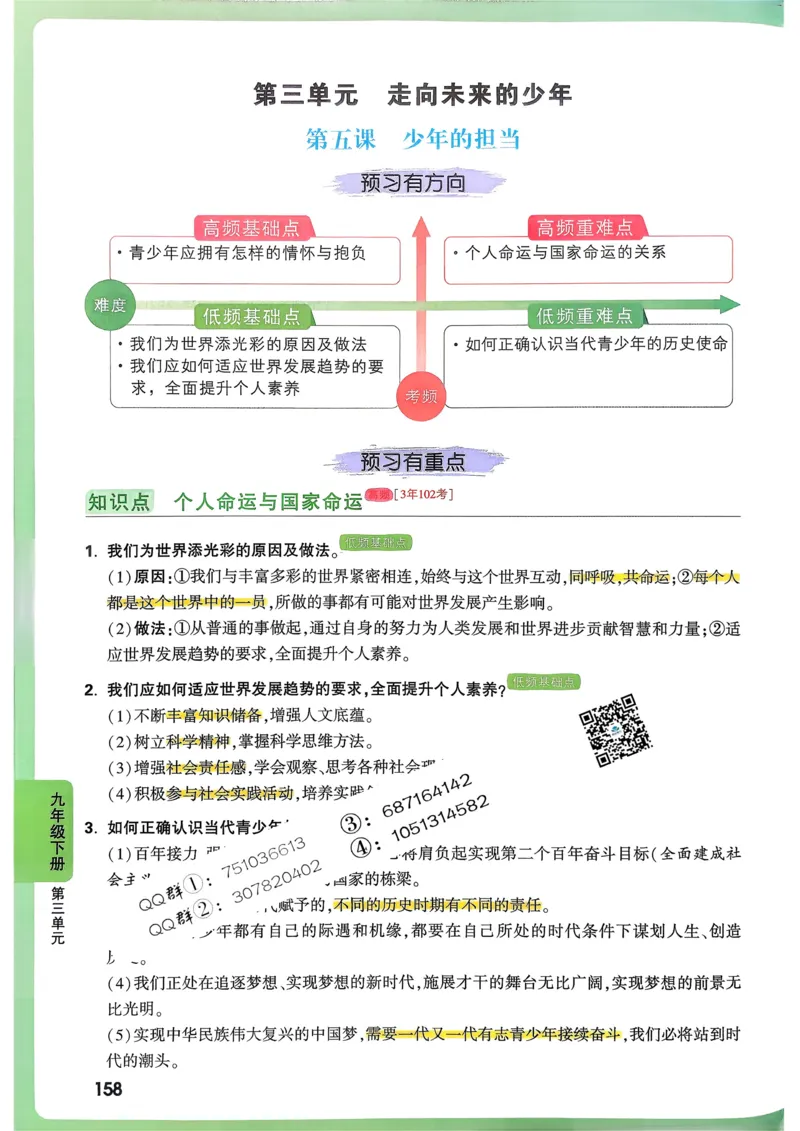 道法高频考点考前突破_万唯中考《初中中考训练方案&middot;2026版(全九科)》