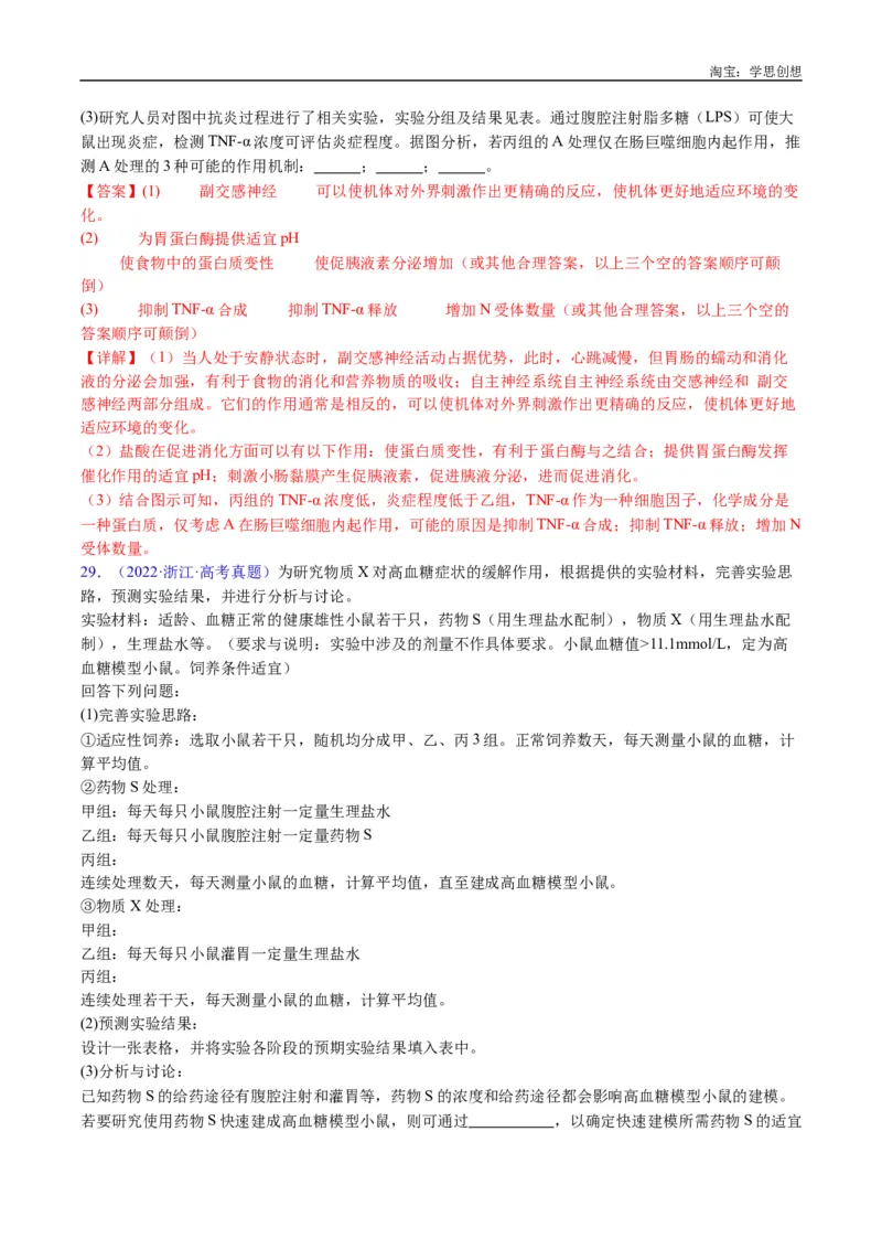 专题18体液调节-好题汇编十年（2015-2024）高考生物真题分类汇编（全国通用）（解析版）_生物真题汇总_十年（2014-2024）高考生物真题分项汇编（全国通用）