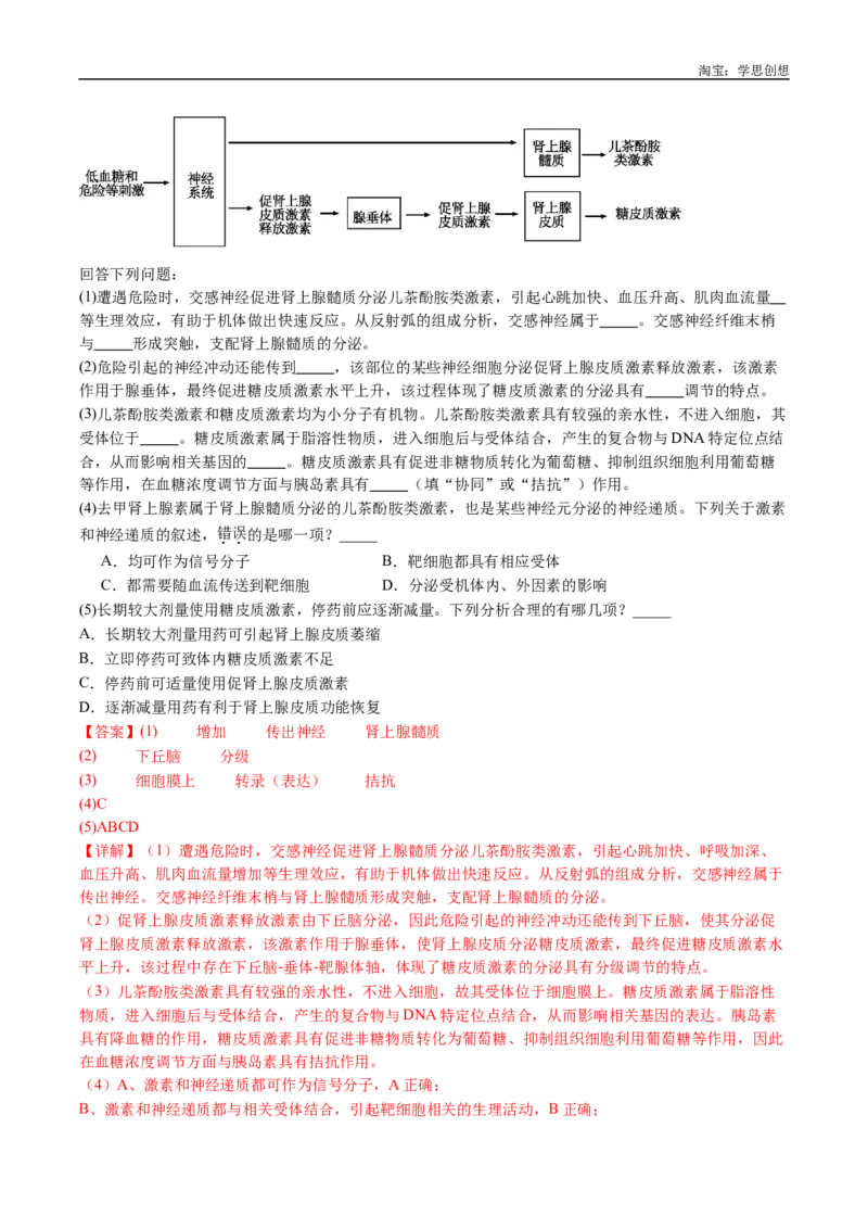 专题18体液调节-好题汇编十年（2015-2024）高考生物真题分类汇编（全国通用）（解析版）_生物真题汇总_十年（2014-2024）高考生物真题分项汇编（全国通用）